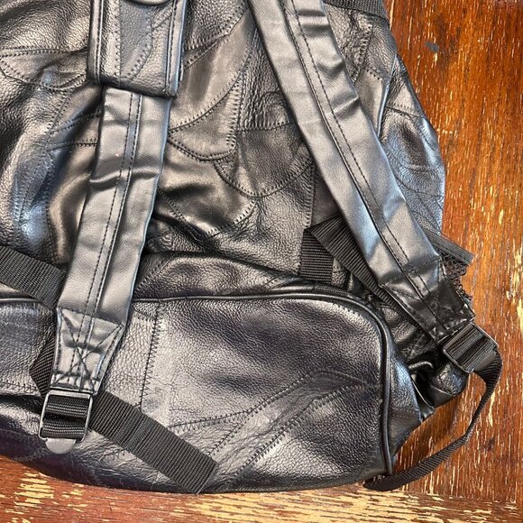 Vintage Patched Leather Multi Pocket Backpack - Picture 10 of 15